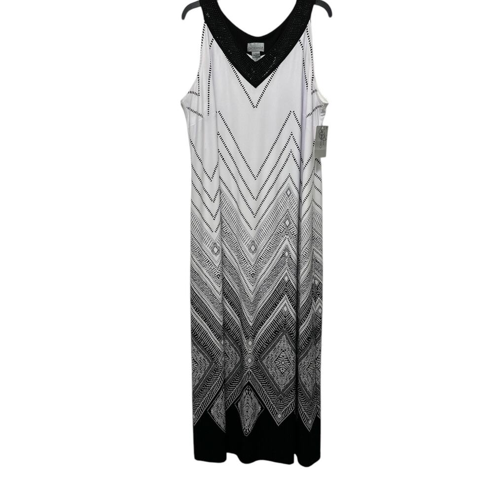 CATHERINES Maxi Dress Womens Size 1X 18/20W Sleeveless Graphic Diamond Design